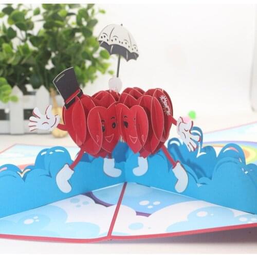 3D Laser Cut Handmade Valentines Day Heart Couple Paper Invitation Greeting Cards Anniversary Wedding Party Creative Gift