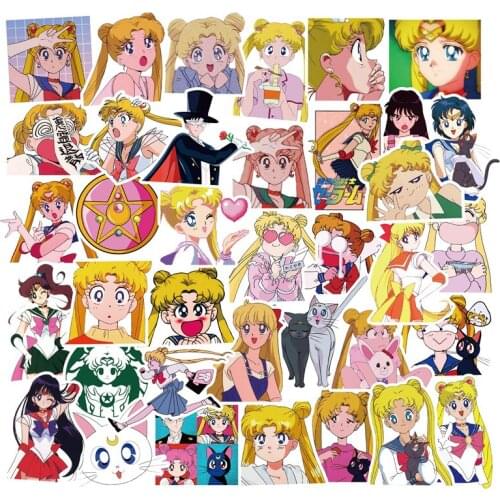 50pcs/bag Cartoon Anime Beautiful Girl Graffiti Stickers DIY Trolley Case Notebook Car Stickers Waterproof Stickers Decoration