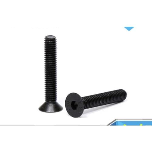 50PCS M8 series 10.9 round M8*10/12-70 mm Steel Flat Countersunk Head Hex Socket Screw