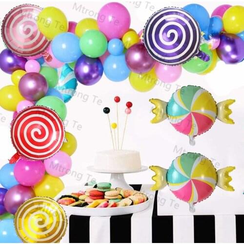98pcs Candy Balloon Garland Arch Candyland Party Decorations for Birthday Baby Shower Christmas with Sweet Candy Lollipop Gift