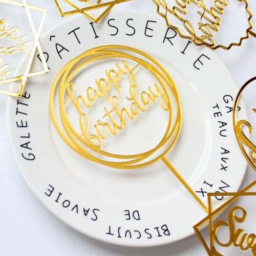 Acrylic Cake Topper Love Happy Birthday Cake Topper For Birthday Party Cupcake Flag Baby Shower Wedding Cake Decoration Supplies