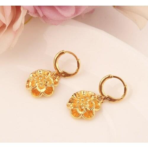 Bangrui Classical Africa flower Earrings for Women / Girl, Gold Color Arab Middle Eastern Jewelry Mom girls Gifts
