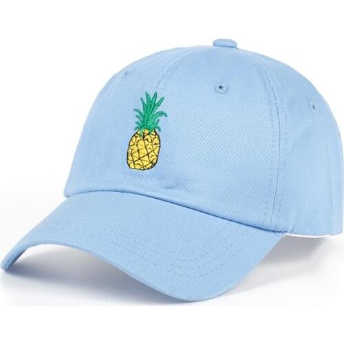 Pineapple Embroidery Baseball Cap Cotton 100% Hipster Hat Fruit Pineapple Dad Hat Hip Hop Cotton Snapback Cap hats