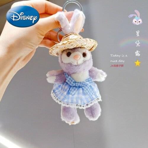 Disney Stellalou Keychain Female Cute Creative Schoolbag Pendant Birthday Gift Plush Doll Car Key Chain Pendant