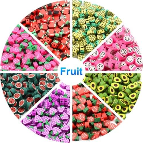 30pcs/lot 10mm Mixed Fruit Beads Polymer Clay Beads Loose Spacer Beads For Jewelry Making DIY Bracelet Necklace Accessories