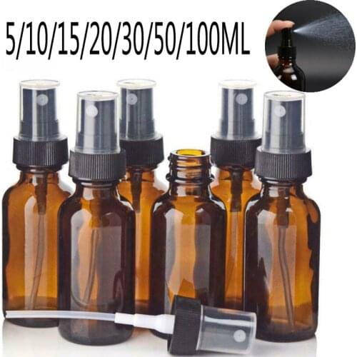 5/10/15/20/30/50/100ML Brown Glass Spray Bottle Essential Oil Sprayer Amber Glass Portable Refillable Travel Bottle