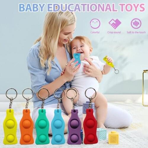 Children Squeeze Toys Bubble Silicone Decompression Toys Keychain Multicolor Baby Finger Press Bubble Stress Relief Toy