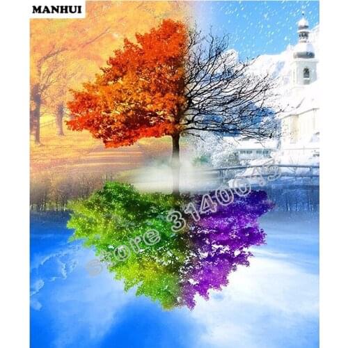 Diy Diamond painting Four seasons tree 3D square drill Diamond mosaic pasted full cross stitch Crafts Needlework BCD369