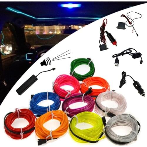DIY EL Wire 1M Glow String Strips Neon LED Light with Controller Inverter 3V/12V/Sound Activated/USB/Car Cigarette Fairy lights