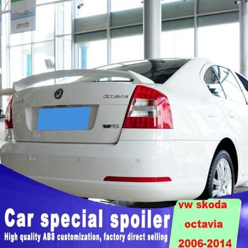 Fixed punching installation for 2006 to 2014 Volkswagen VW SKODA Octavia rear trunk sings spoiler spoiler by white black primer
