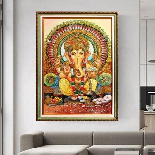 Ganesha 5d diy diamond embroidery new picture diamond painting cross stitch full square for Indian religion decor puzzles 3d art