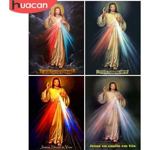 HUACAN 3D Diamond Painting Jesus Full Square Round Cross Stitch Kit Diamond Embroidery Religion Picture Of Rhinestone Home Decor