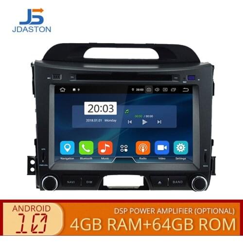 JDASTON Android 10 Car Multimedia Player For Kia Sportage 2010 2011 2012 2013 2014 2015 Octa Core 4G+64G Radio GPS Audio Stereo