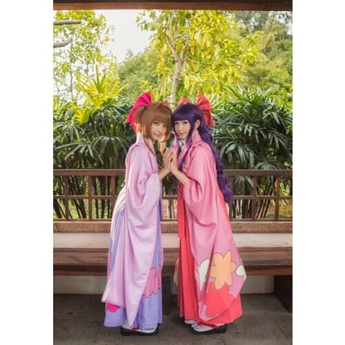 Cardcaptor Sakura kinomoto sakura Daidoji Tomoyo and Li Syaoran cosplay costume printting kimono
