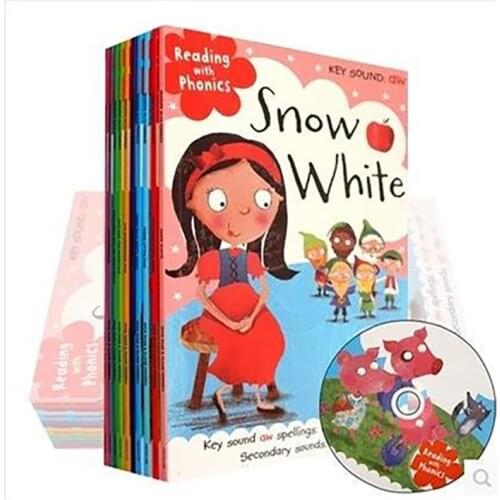 Books 10 Pcs/Set Reading with Phonics Fairy Tale English Picture Book Little Red Riding Hood Early Education Baby Comic Contain