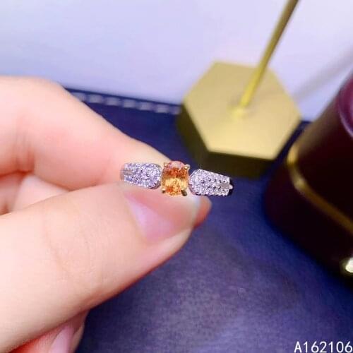 925 Pure Silver Chinese Style Natural Penta Garnet Womens Luxury Trendy Oval Adjustable Gem Ring Fine Jewelry Support Detection