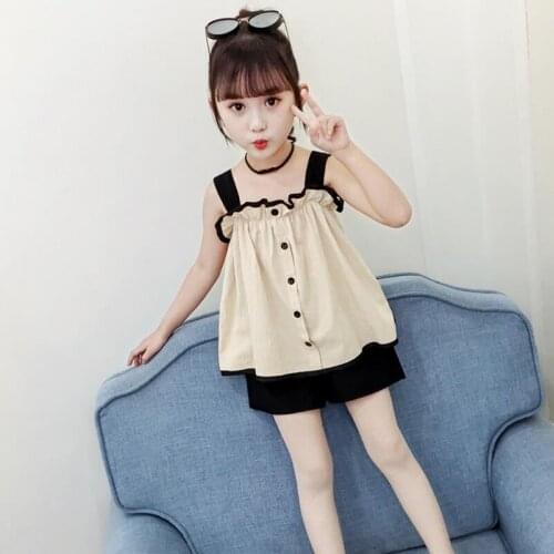 2020 Summer Baby Toddler Teenager Girls Clothing Sets Tank Tops + Short Pants Two Piece Suit Children Outfit Kids Clothes Set