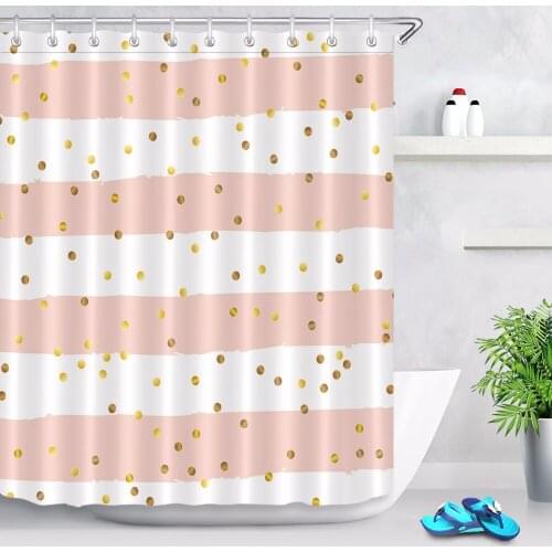 LB Stripe Dot Shower Curtain Extra Long Bathroom Waterproof Mildew Resistant Washable Polyester Fabric for Home Bathtub Decor