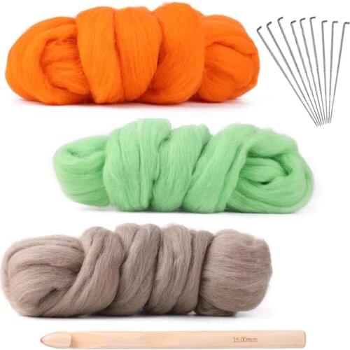 LMDZ Needle Felting Kit, Wool Felting Kit, 3 Colors Wool Roving for Needle Felting(50g/Color), Felting Kit, Needle Felting