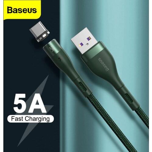 Baseus 5A Magnetic Cable USB C Type C Magnet Charger Cable For Huawei P40 P30 Xiaomi mi 10 9 Samsung Fast Charging Type-C Cord