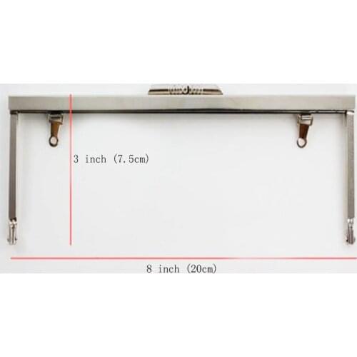 8 x 3 inches (20x7.5 cm) Open Channel Metal Clutch Purse Frame with Chain Loops 14 Pcs/lot