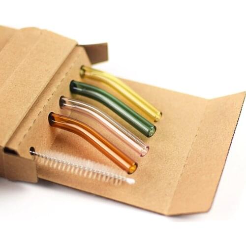 Reusable Glass Straws Smoothie Drinking Straw for Milkshakes Frozen Drinks Environmentally Friendly Drinkware Straws Set