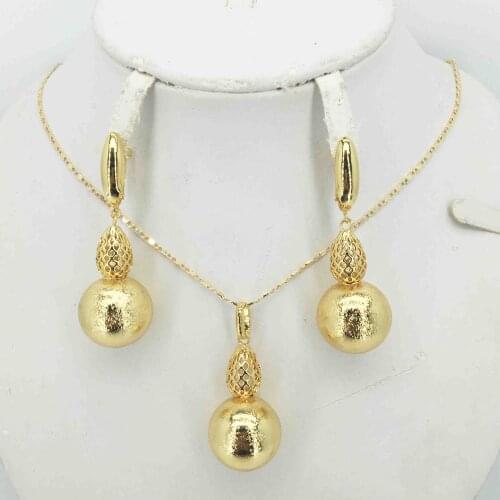 Hot style African beads wedding jewelry set dubai gold-color Nigeria classic zircon Necklace women Bangle Earring Ring