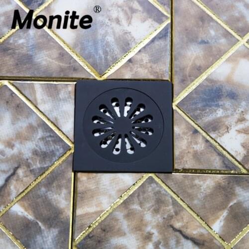 Monite Bathroom Accessory Floor Drain Bathroom Oil Rubbed Black Bronze Flower Carved Drain Shower Waste Drainer Art Floor Drain