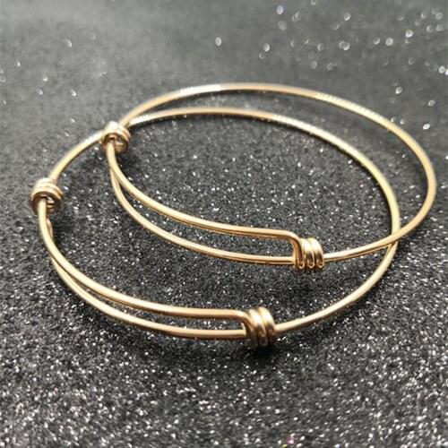 MYLONGINGCHARM 10 pcs Adjustable Bracelets, Twisted Expandable Bracelets,Stainless Steel Bangles,Inner size 60mm 65mm,Gold color