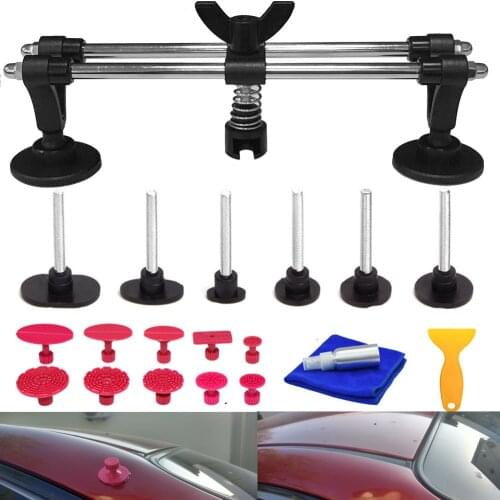 Auto Body Repair Tool Kit, Car Dent Puller with Double Pole Bridge Dent Puller, Glue Puller Tabs, Glue Shovel for Auto Dent Remo