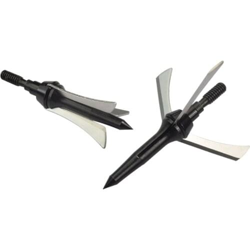 12pcs Archery Arrowheads Broadheads Mechanical Hunting Archery Bow Tip Black for Ouedoor Animals Hunting Free Shipping