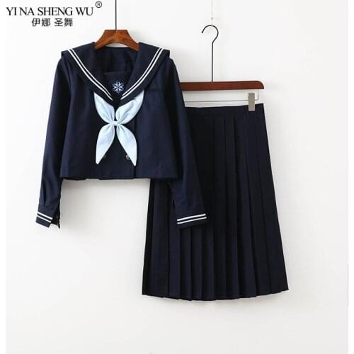 Navy Blue Top Japanese School JK Uniforms Pleated Skirt Sailor Suits Female Korean Students Uniforms for Girls Cosplay Costumes