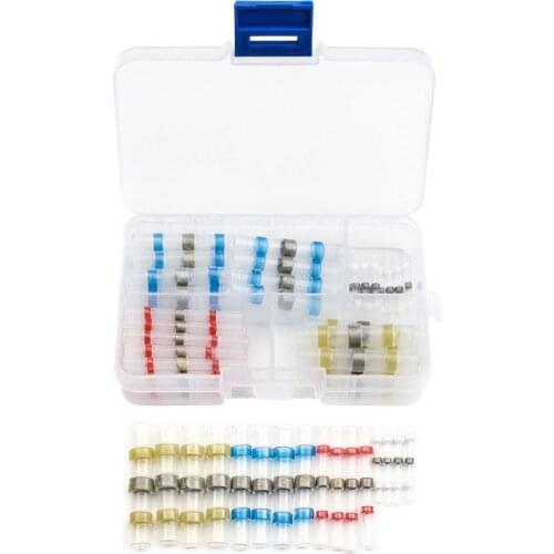 50PCS Heat Shrink Solder Seal Butt Terminal Connectors Soldering Sleeve Waterproof Electrical Wire Connector Terminals Kit