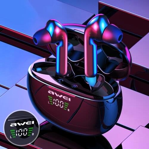 AWEI T15P True Wireless Earbuds Bluetooth 5.0 TWS In Ear Headphones HiFi Stereo Earphones with Microphone Charging Case