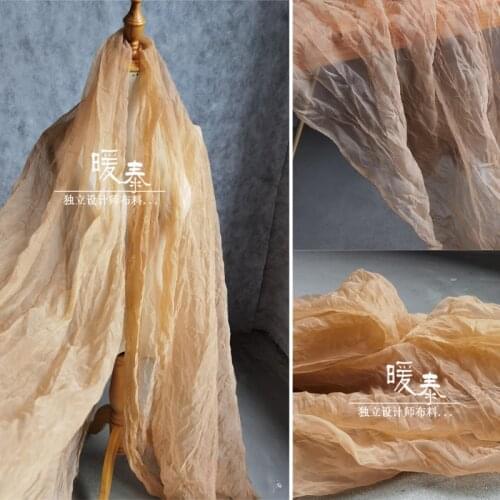 Unique Irregular Crepe Tulle Fabric Wheat Color DIY Patchwork Clothes Decor Skirt Wedding Dress Designer Fabric
