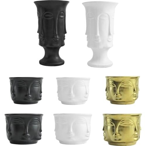 Human Face Vase Decoration Ceramic Flowerpot Modern Figure Sculpture Crafts Storage Flower Arrangement Container Ornaments