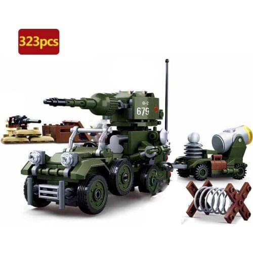 Military series World War Russian Wheeled assault vehicle soldier weapon DIY Model Building Blocks Toys Gifts