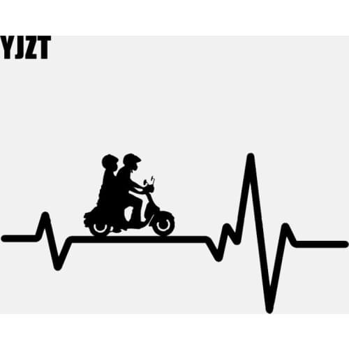 YJZT 16.8CM*7.8CM Lovely Electric Gas Couple Helmet Heartbeat Vinyl Black/Silver Car Sticker C22-1257