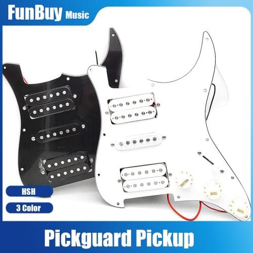 Loaded Prewired Electric Guitar Pickguard HSH Humbucker Pickups Pre Wired Single-Coil Magnet Pickups 11 hole White