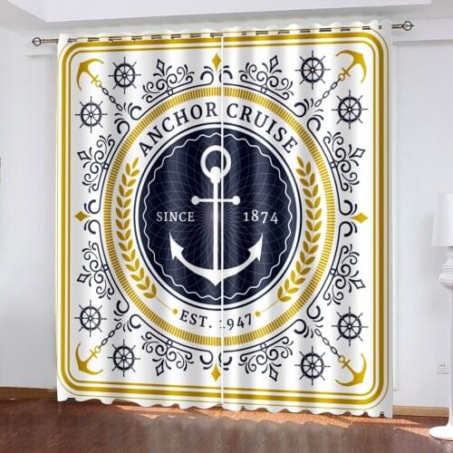 Living Room Shading Decorative Curtain Anchor Figure Teng Pattern Home Textile Decoration Bedroom Grommet Curtains