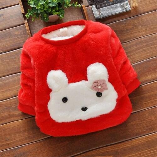 ExactlyFZ Winter baby Girls Cartoon rabbit Sweater Jacket newborn Cotton Cashmere Velvet Thick Coat Kids warm pullover Sweater