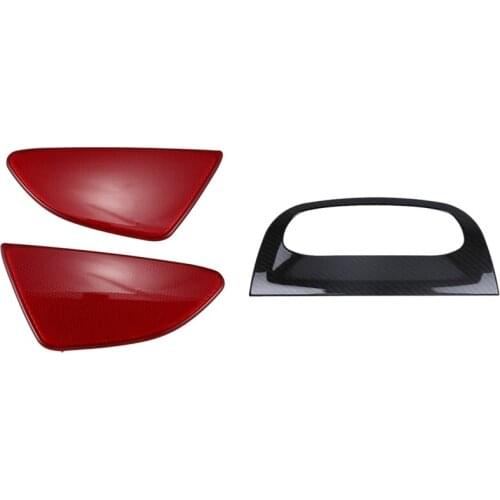 1 Pcs Dashboard Navigation GPS Display Screen Frame Cover Trim & 1 Pair Car Tail Fog Light Lamp Reflector Panel Set