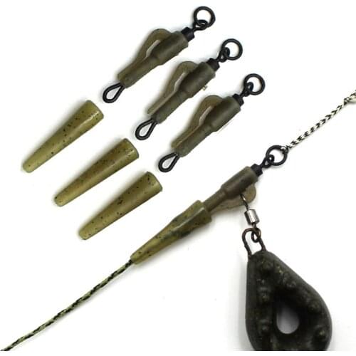 10PCS Carp Fishing Accessories Lead Clips Tail Rubber Carp Rigs Kit Quick Change Ring Swivels Carp Line Connector Fishing Tackle