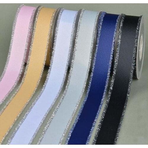 16 25 38mm satin silver ribbon 50 yards new grosgrain gift ribbon dress accessories wedding decoration handmade materials