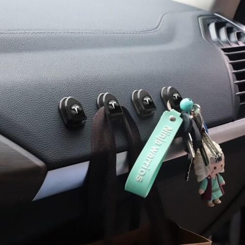 4pcs Car Interior Small Hooks Paste Type Convenience Hook For Tesla Model X Model Y Model S Model 3