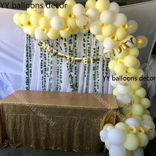 Adf01 Arch 110pcs Pastel 10inch Yellow White Wedding Baby Shower Birthday Holiday Party Backdrop TapeWall Global Decorad