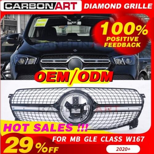New diamond Grill For mb gle450 2020 model GLE diamond grille no front camera car Front Bumper Sport GLE 400 front racing grill