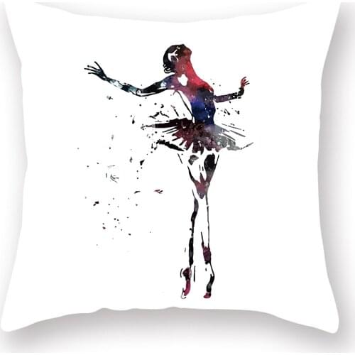Ballet Girl Cushion Cover Decor Cartoon Simple Pillow Case for Sofa Super Soft Short Plush Pillowcase