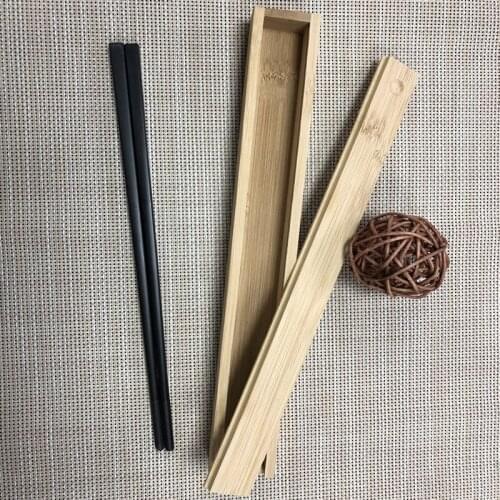 Bamboo Wood Chopsticks Flatware Sets Wooden Plastick Alloy Chopsticks Storage Box Traveling Portable Chopsticks Sets for Sale