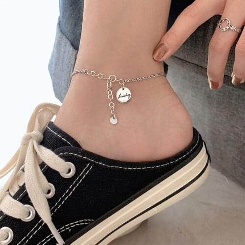 925 Sterling Silver Sandy Beach Anklet Female Simple Unique Design Temperament Jewelry INS Fashion Elegant Bracelet Trendy Gift